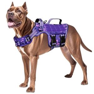 Dog Harness for Large Dogs Heavy Duty, No Pull Tactical Dog Harness with Molle System, Easy On and Off Service Dog Vest, Breathable Padded, Adjustable Reflective Pet Vest for Walking Hiking Training, XL