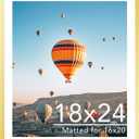 JCJMY 18x24 Picture Frame with 16x20 Mat, Display Photo 16x20 with Mat or 18 x 24 Without Mat, Wall Hanging Large 18 by 24 Poster Frame with Plexiglass, Gold