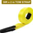 KJE Tow Strap with Reinforced Loops 2in x 30ft Vehicle Recovery Rope 10,000 lbs Pound Capacity Recovery Strap yellow2