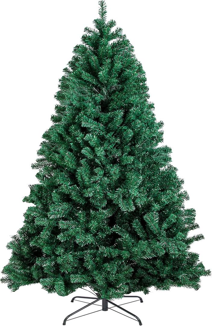 BHD BEAUTY 7.5FT Artificial Christmas Pine Tree with 1800 Tips, Green, PVC Material, Easy Assembly, Sturdy Metal Stand, Perfect for Indoor and Outdoor Decor