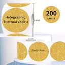 STARLIBOO 3 Inch Holographic Thermal Labels, Circle Direct Labels Stickers, Self-Adhesive Round Printer Labels for DIY Logo Design (Holographic Shiny Gold)