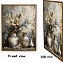 Framed Rustic Farmhouse Floral Canvas Wall Art Blue and White Vase Poster Prints Vintage Still Life Flower Picture Elegant Rural Countryside Painting Wall Decor for Living Room Office Bedroom 16x24in
