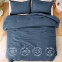 Love's cabin Navy Blue Queen Comforter Set, 3-Piece Prewashed Queen Size Bedding Set with 1 Comforter (90" x 90") and 2 Pillowcases (20" x 26"), Lightweight & Breathable Bed Set for All Seasons | Soft, Breathable, Lightweight, Comfortable