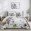 Floral Quilt Set Full 3 Pieces Boho Green Floral Quilt Coverlet Set Soft Microfiber Lightweight Green Quilted Bedspread for All Season 80"x90"