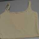 Artfish Women's Sleeveless Strappy Seamless Crop Tank Tops Square Neck Workout Fitness Basic Cropped Camis Beige Tan Khaki M