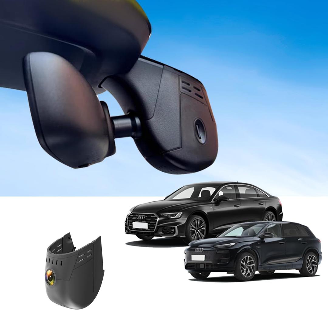 Audi Dash Cam for 2019-2024 A3-8/Q3/Q5/Q7/Q8/TT/e-tron, Audi Wireless Dash Camera with OEM Style, Night Vision, HDR, WiFi & App, Parking Mode, Plug and Play, 64GB Card, Black