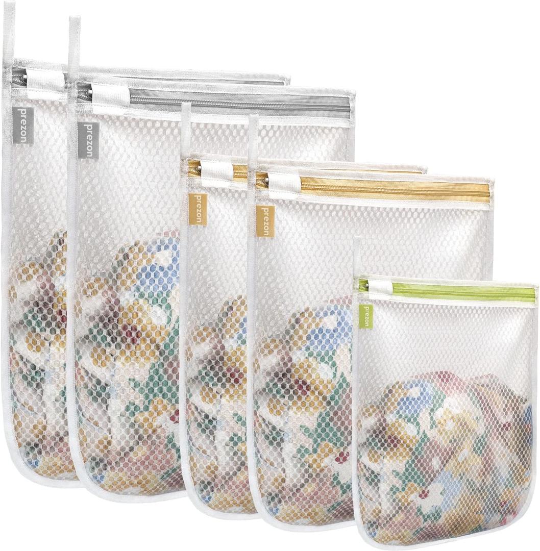 5 Pack Mesh Laundry Bags for Delicates, (2L+2M+S) Washing Machine Wash Bags, Reusable and Durable Mesh Wash Bags for Blouse, Hosiery, Underwear, Bra, Lingerie Baby Clothes