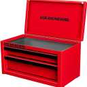 U.S. GENERAL U.S. GENERAL MINI STEEL TOOLBOX, 2 Drawers with magnetic locking mechanism and Top Storage, PVC Liners, Black Trim. (1, RED)