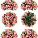 BLOSMON Dusty Pink Flowers Decoration: 6 Pcs Artificial Roses Flowers Balls for Wedding Dinning Table Centerpieces - Fake Silk Kissing Floral Arrangement for Home Party Event