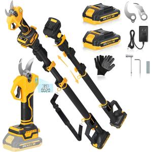 2-in-1 Cordless Pole Pruner, 2.2" Opening Electric Shears, 2×2.0Ah Battery