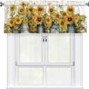 Sunflowers Valances Windows Decor 54x18 Inch Fall Yellow Flowers Curtain for Kitchen Farmhouse Home Seasonal Valance for Living Room Window with 3 inch Rod Pocket
