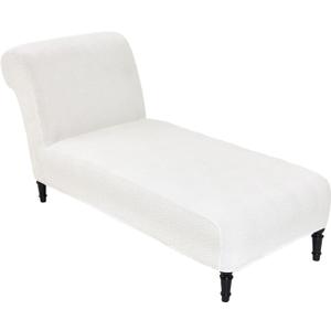 Teddy Wool Chaise Lounge Cover Indoor Armless Chaise Slipcover Luxury Elegance Lounge Chair Cover Ultra Soft Stretch Machine Washable Chair Covers for Living Room Bedroom Furniture, White