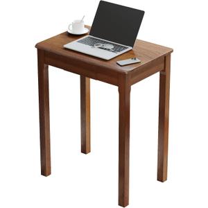 Solid Wood Desk with Drawers - 24 x 16 Inch Vintage Narrow Desks, Mid Century Modern Desks, Rubber Wood Study Table, Small Writing Desk for Bedroom|Small Spaces - Walnut Color, 23.6 in W x 15.7 in D