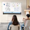 Large Rolling Whiteboard on Wheels, 72" x 36" Double-Sided Mobile White Board with Stand, 6' x 3' Portable Standing Magnetic Dry Erase Board Easel for Home Office Classroom School, Silver