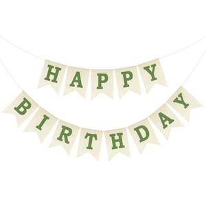 Anwyll Happy Birthday Banner - NO DIY Burlap Happy Birthday Banner Sign Happy Birthdays Party Decoration Happy Birthdays Banners Bunting for Women Men Girl Boy Celebration Party Backdrops (Green)