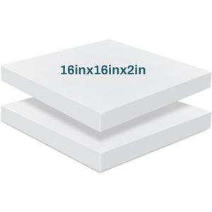 Frienda 2 Pack 2" x 16" x 16" Upholstery High Density Foam Cushion Replacement Square Cut to Size Foam Couch for Chair Couches Padding Shipping Packing DIY Cosplay Projects(White)