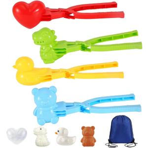 4 Packs Snowball Maker, Snow Ball Toys Games with Handle for Kids Outdoor Indoor Winter Snowball Fight Maker Tool Clip Beach Toy