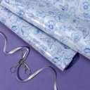 2 x LaRibbons Blue Floral Wrapping Paper Mini Roll, Premium Vintage with Pearlescent Finish Design Flower Gift Wrap for Wedding, Bridal Shower, Anniversary, Mother's Day, 17" x 33'(46.7 sq. ft)