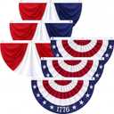 Tegeme 6 Pcs 250th Anniversary USA Fan Flag Patriotic 4th of July Flag 3 X1.5 ft American Pleated Bunting Memorial Day Independence Labor Red White Blue with Grommet Garden Banner Outdoor Decoration