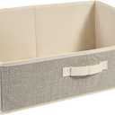 DAYARD Fabric Bins [1-Pack], Trapezoid Storage Bins with Handles, Foldable Baskets Storage Boxes for Shelves, Closet, Bookshelf, Organizer Containers, 20 x 11 x 8 inch Beige