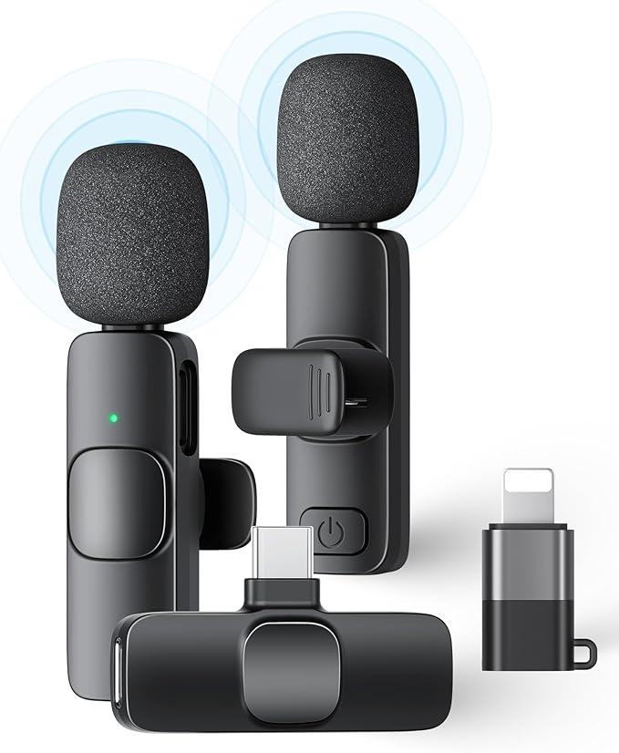 2 Pack Mini Wireless Lavalier Microphone for Lightning iOS Devices Noise Reduction Lape iPad Mic for Recording, Clip on Mic, Omni Lav Mic for Video Recording, Tiktok, Youtube, Vlog Black 2 Pack Mini Wireless Lavalier Microphone for Lightning iOS Devices Noise Reduction Lape iPad Mic for Recording, Clip on Mic, Omni Lav Mic for Video Recording, Tiktok, Youtube, Vlog Black