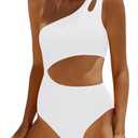 Yonique Cutout One Piece Swimsuit Women - One Shoulder Bathing Suit Ribbed Swimwear 2025 Monokini 2 XL