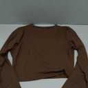 Trendy Queen Womens Long Sleeve Crop Tops Basic Slim Fitted Shirts Spring Fashion Outfits 2026 Teen Girl Clothes (Medium, Chocolate Brown)