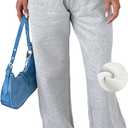 AROGONE Women Wide Leg Fleece Sweatpants Baggy High Waisted Sweat Pants Casual Drawstring Straight Leg Sweats with Pockets Grey S