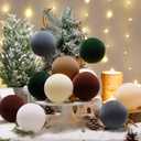 12 Pcs Christmas Velvet Balls 4 Inch Large Flocked Christmas Hanging Ornaments Mixed Color Handmade Velvet Balls Xmas Tree Ornaments Xmas Tree Bulbs for Wedding Anniversary Party