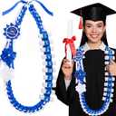 Lyrow 2026 Graduation Money Lei with Cash Holder 48 Inch Extra Long Braided Ribbon Lei DIY Graduation Garland for Cash Gifts Class of 2026 Grad Party Decorations (Blue & White)