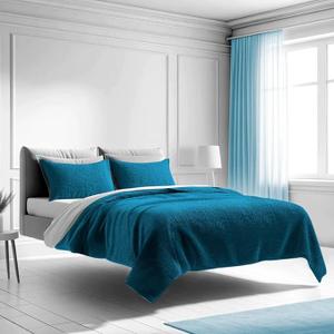 Mezzati Bedspread Coverlet Set Stunning Blue – Prestige Collection - Comforter Bedding Cover – Brushed Microfiber Bedding 3-Piece Quilt Set (Queen/Full, Stunning Blue)