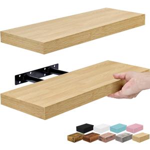 Sorbus Floating Shelves for Wall 16 Inch Floating Shelf for Kitchen, Bedroom, Living Room, Bathroom, Home & Wall Decor - Mounted Bathroom Shelves with Invisible Brackets (Maple Wood, 2 Pack)