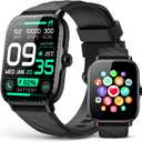 Smart Watches Fitness Tracker for Women Men with Step Counter, Sleep Calorie Monitor, Pedometer, IP68 Waterproof, Smartwatch with 120+ Sports for iPhone Android (Black)