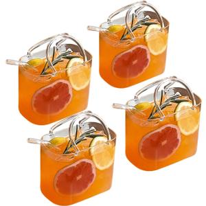 Glass Purse for Drinks  Unique 26oz Wine Glasses, Creative Cocktail Glass Shaped Purse, Perfect for Party, Tea, Juice, and Flower Arrangements (4PCS)