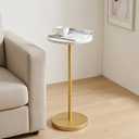 COVLON Natural Marble Drink Table, Small Round Side Table, Martini Table