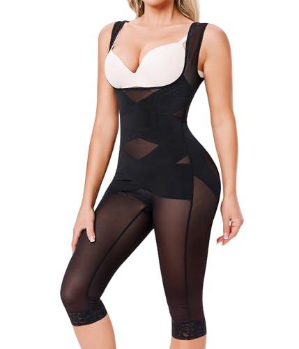Nebility Bodysuit for Women Tummy Control Shapewear Faja Body Shaper Waist Trainer Open Bust Mid-Thigh Bodysuit XL