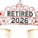 2026 Retirement Tiara & Sash - Officially Retired Sash & Crown for Parties, Events, Gifts, Favors, and Decorations (2026 Pink)
