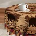 Imiss Black Bear Circle Table Cloth - Forest Woodland Wildlife Resistant Washable Tablecloth 60 Inch Farmhouse Country Style Tablecover for Outdoor Camping Dining
