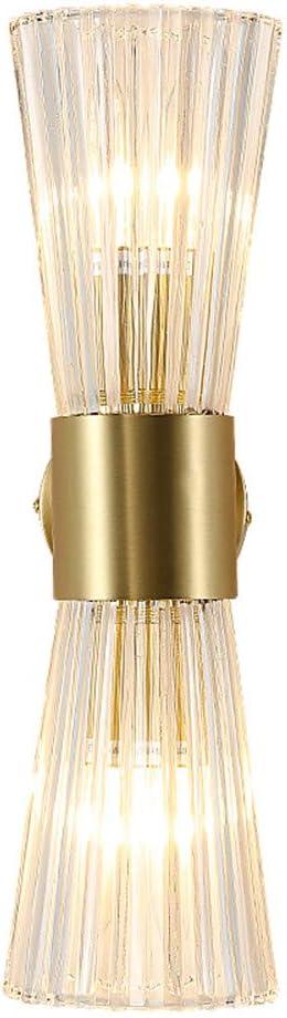 EFINEHOME Mid-Century Modern Wall Lights with Crystal Glass Shade, 2-Light Glass Bathroom Vanitys Lights Gold Wall Sconces, Indoor Up Down Wall Mounted Lamps for Living Bedroom Hallway Hardwired, Umbrella