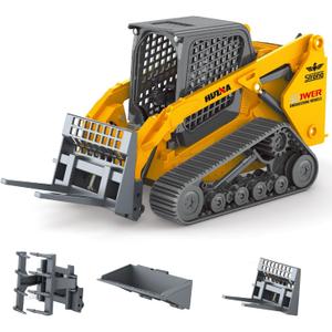 Mostop Construction Truck Toy 3 in 1 Skid Steer Loader with Metal Forklift and Grab Shovel Construction Vehicle, 1/50 Tracked Metal Forklift Truck Toy for Kids Boys Ages 3+