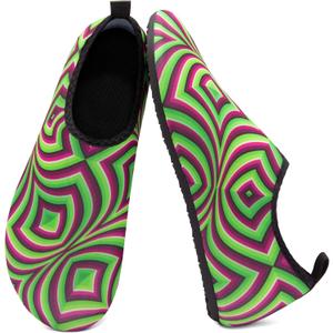 Metog Men Women Water Shoes Quick-Dry Aqua Socks Barefoot Slip-on for Beach Swim Sport Surf Yoga Exercise (8-8.5 Women/7-7.5 Men, Spiral Green)