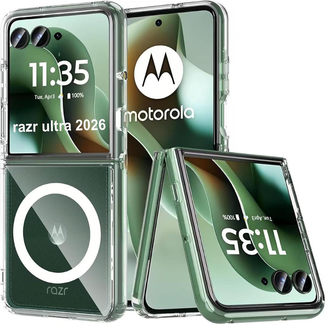 for Moto Razr Ultra 2026 Case Compatible with MagSafe, Bulit-in Strong Magnetic & Integrated Design Connector, Anti-Yellowing Shockproof Phone Case for Motorola razr Ultra 2026 (Clear)