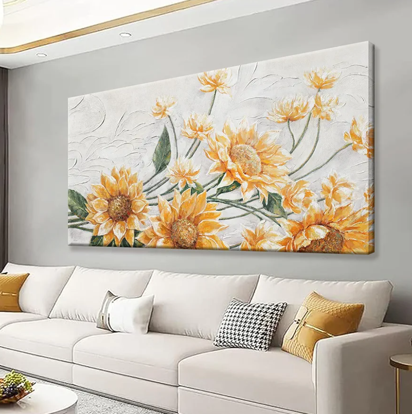 Canvas Art Wall Decor Print Paintings Sunflower Wall Art Prints Pictures Decor Ready To Hang Pictures For Bedroom Bathroom And Office Kitchen Home Decor Artwork 20"×40"