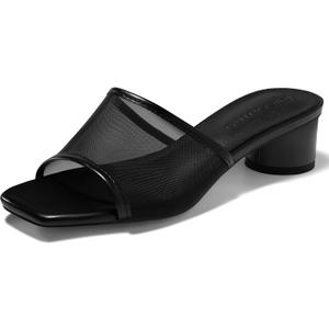 Coutgo Women's Square Open Toe Chunky Heel Slide Sandals, 9