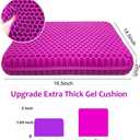 Gel Seat Cushion, Office Seat Cushion Chair Pads for Office Home Car Wheelchair Long Trips - Extra Thick Gel Cushion for Pressure Sores, Tailbone, Back, Sciatica Pain Relief (Extra Thick, Violet)