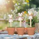 Set of 12 Interchangeable Seasonal Decor Valentine St Patricks Day Easter Table Decor Heart Shamrock Bunny Artificial Potted Plant Wooden Sign on Stand Table Centerpiece for Holiday Gifts