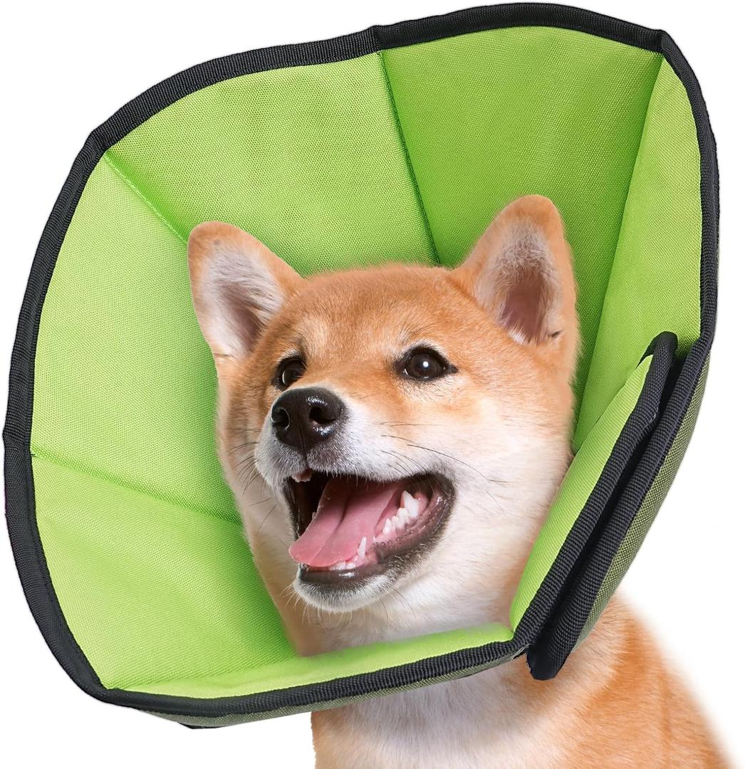 Soft Dog Cone After Surgery: Comfortable Dog Cones Collar for Stop Licking Biting - Adjustable Elizabethan Collar for Dogs fit for Small Medium Large Dogs (Green, M (Neck:9"-11.8"))