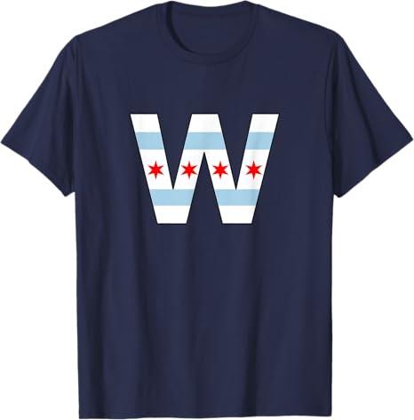 Fly the "W" Chicago City Flag - T-shirt T-Shirt,XL