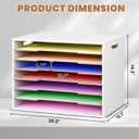 12x18 Construction Paper Organizer Wood, 7 Tier Desk File Organizer with Handle, Stackable Paper Sorter Storage Holder with Adjustable Shelves for Craft Room Home Office Classroom, White
