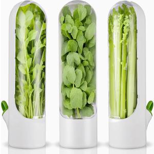 Herb Saver for Refrigerator, Fresh Herb Keeper- Herb Saver Pod Containers, Herb Fresh Keeper for Refrigerator,Herb Storage for Cilantro,Parsley, Asparagus,Keeps Vegetables Fresh for 2-3 Week3pcs
